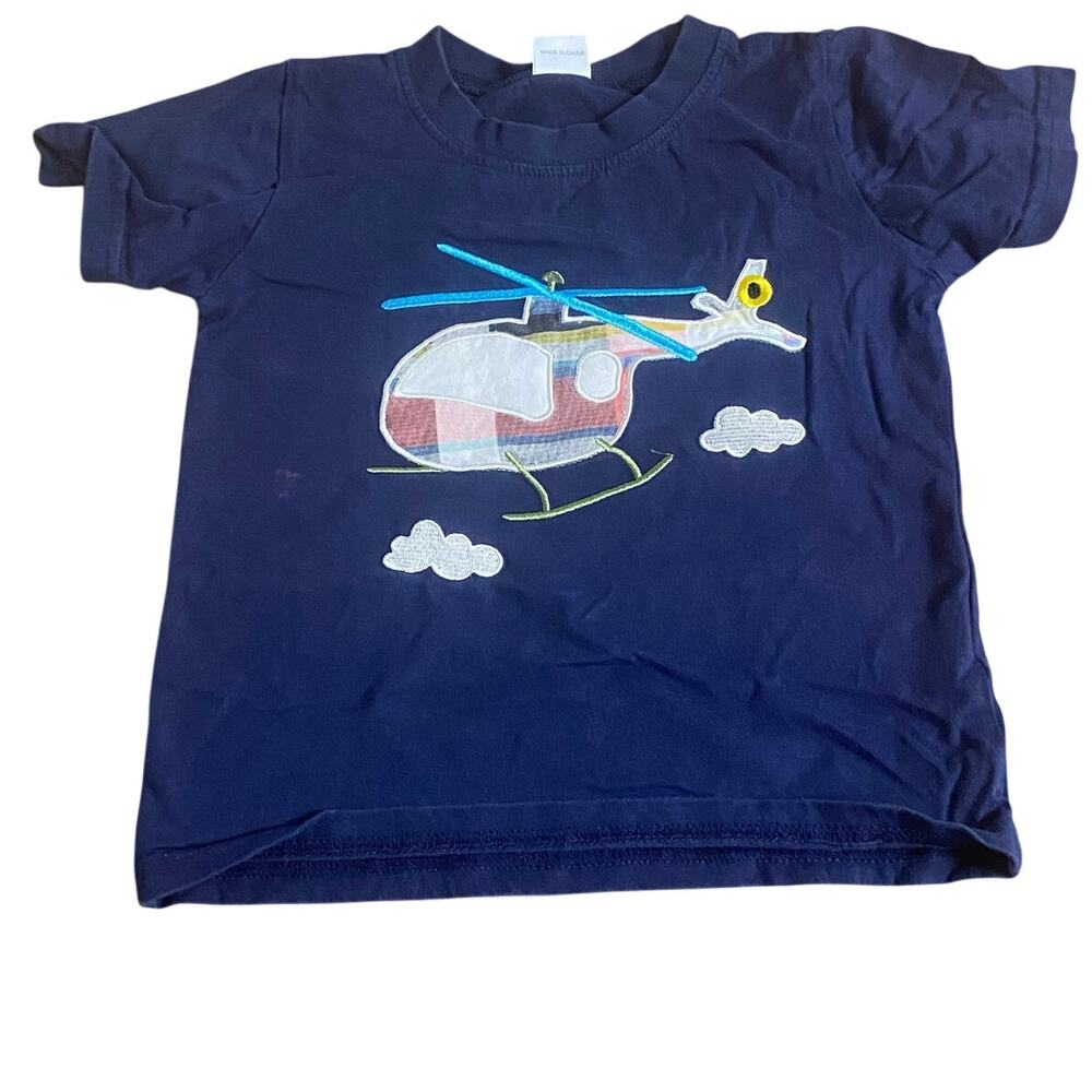 Boutique‎ dark navy helicopter embroidered cotton short sleeve shirt SIZE 4